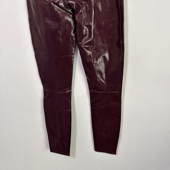 SPANX Faux Patent Vegan Leather Leggings M Ruby Pull On Skinny Party Club NEW - Picture 6 of 10